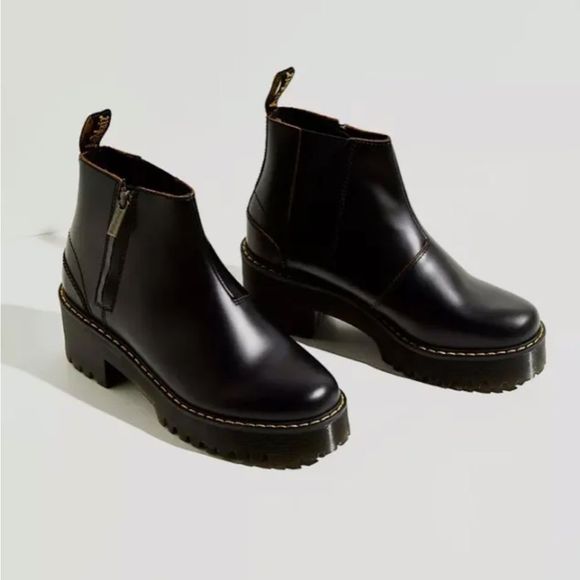 Free People Dr Martens Rometty 11 Smooth Boot Platform Black Leather - Picture 7 of 8